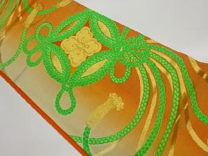 薬玉に花菱模様織出し袋帯